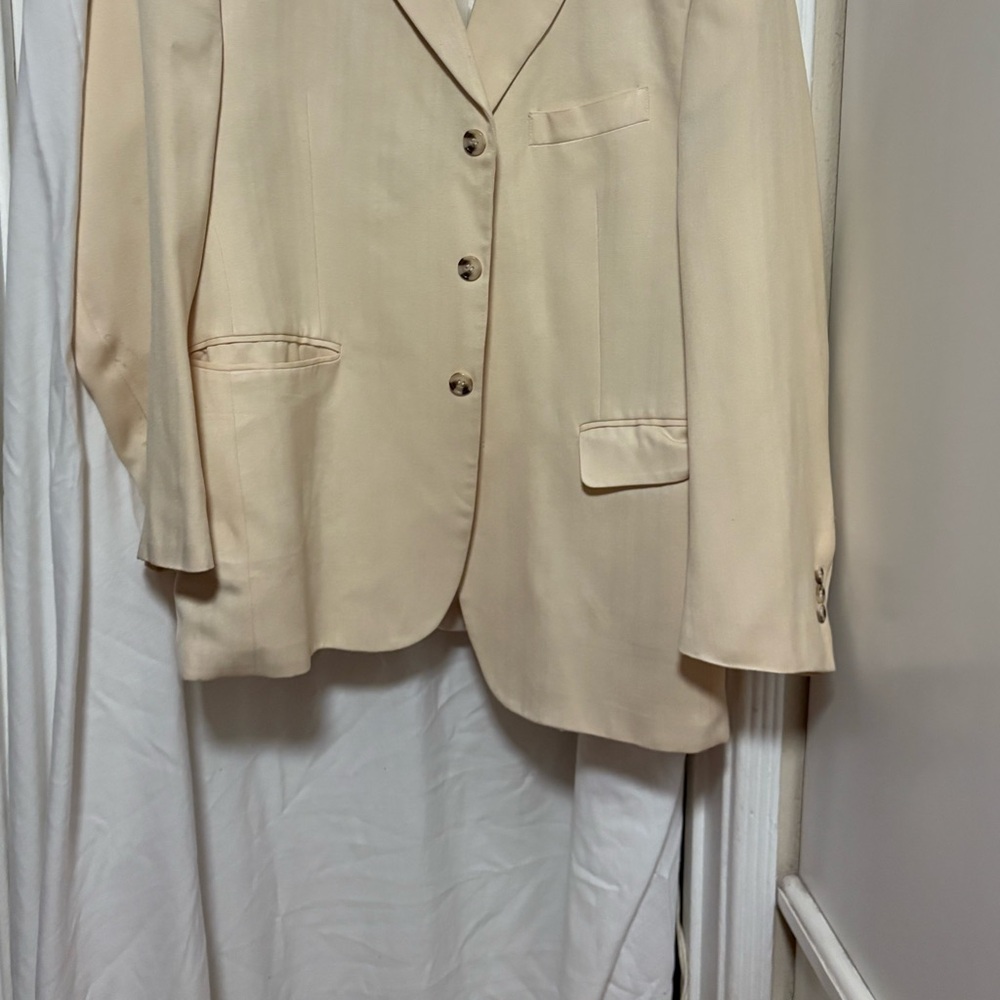 Cream Blazer with Button Closure